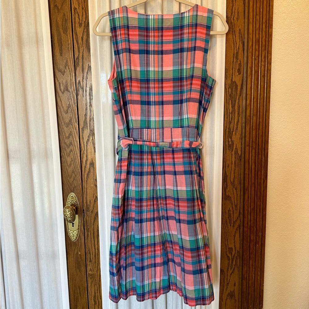Talbots Pink & Blue Madras Plaid Sleeveless Dress - Picture 8 of 16